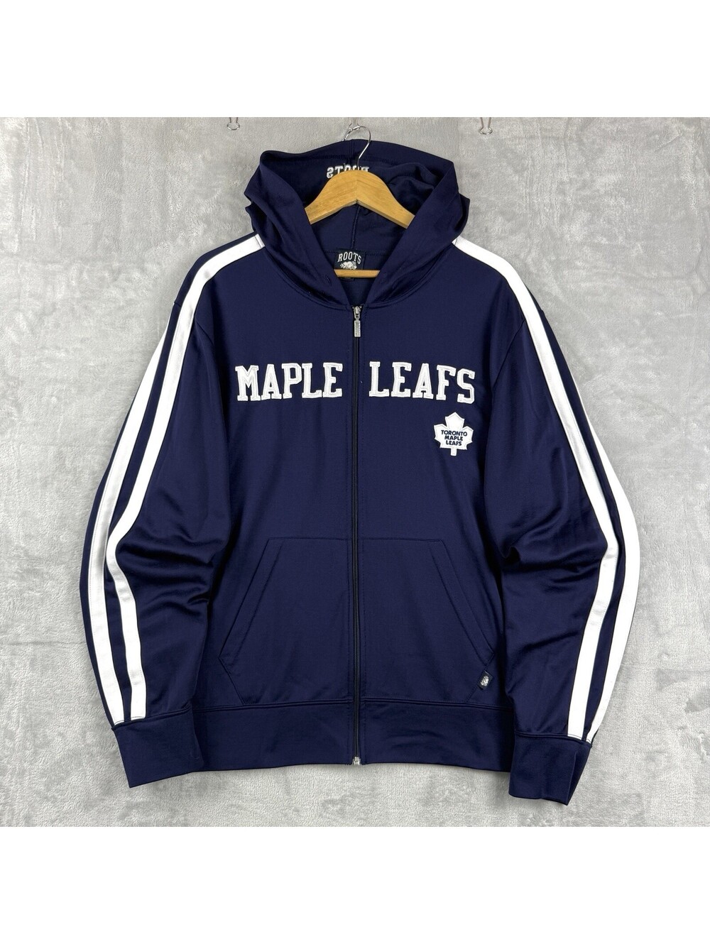 VTG Roots Toronto Maple Leafs Men’s Full Zip Hoodie Navy Made in Canada Size L